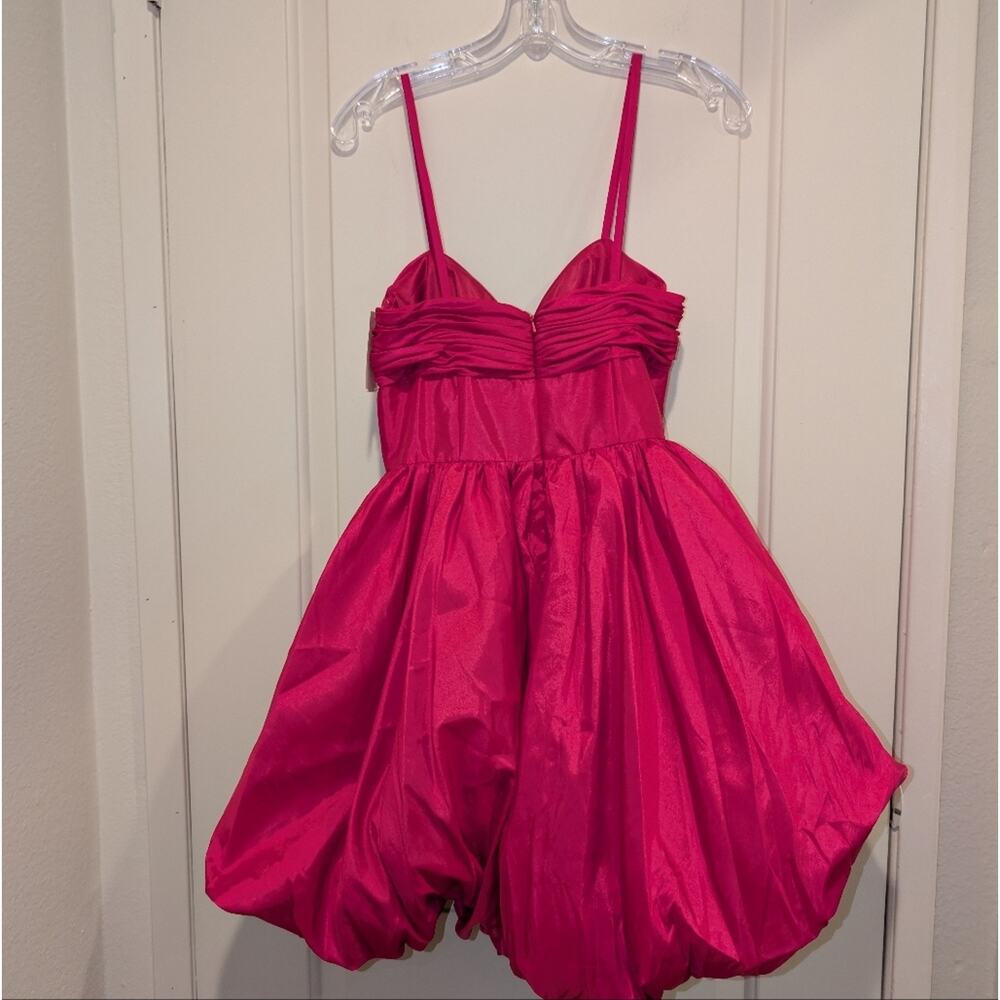 IEENA for Mac Duggal Central Bow Bubble Fuschia Pink Mini Dress Size 2 - Picture 9 of 13